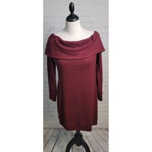 Derek Heart Off the Shoulder Sweater Mini Dress size XL Red